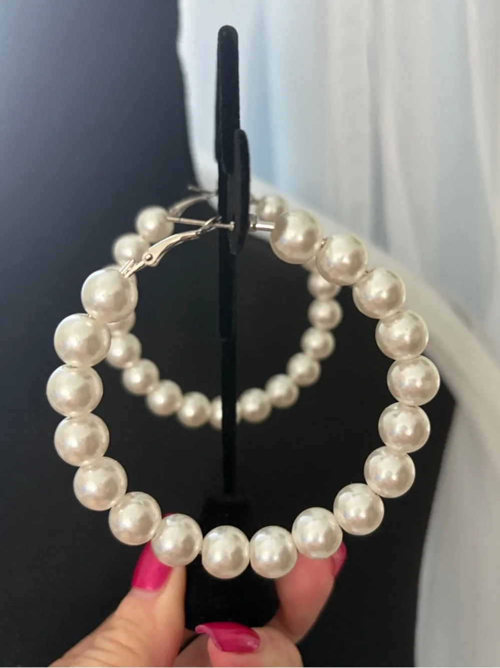 Pearl Hoop Earrings -